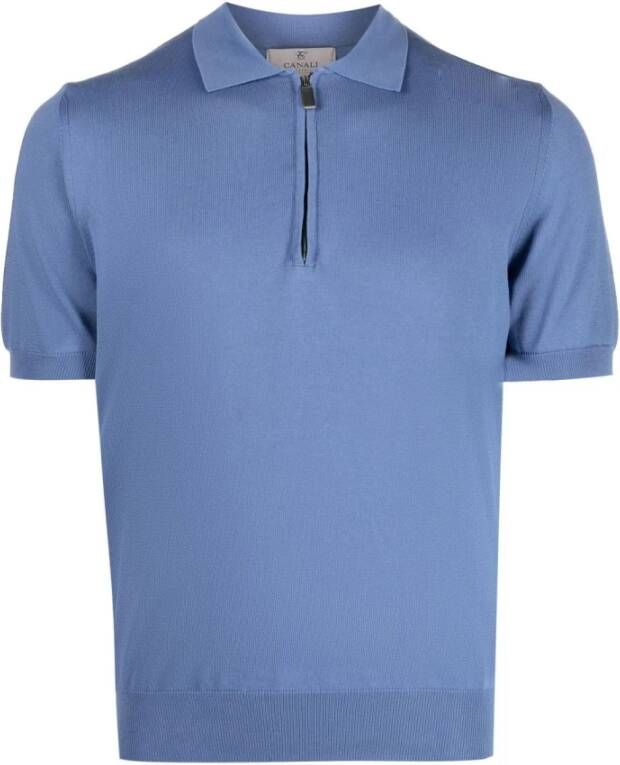 Canali Polo Shirt Blauw Heren