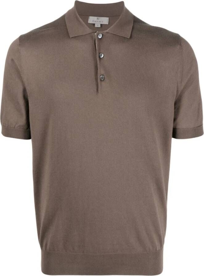 Canali Polo Shirt Bruin Heren