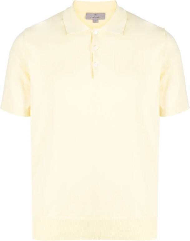 Canali Polo Shirt Yellow Heren
