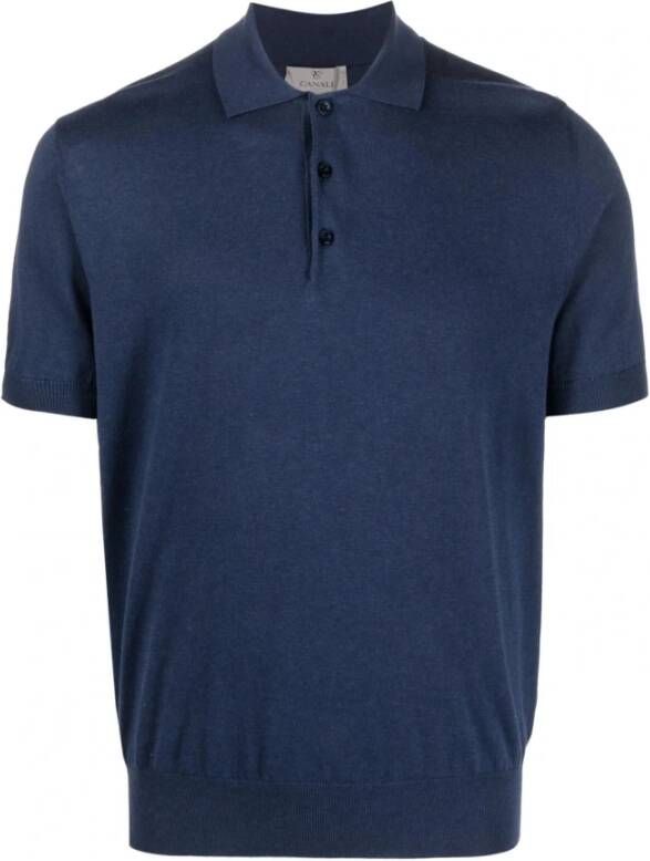 Canali Polo Shirts Blauw Heren
