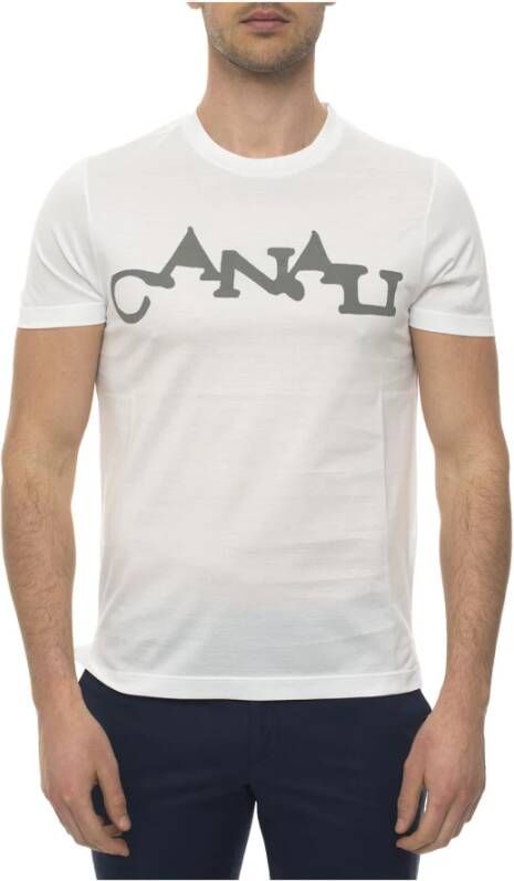 Canali Ronde nek t-shirt met korte mouwen Wit Heren