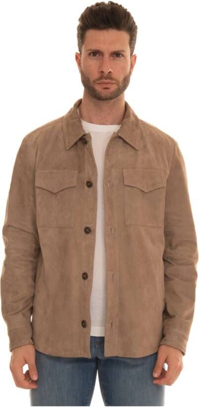Canali Sahariana jacket Beige Heren