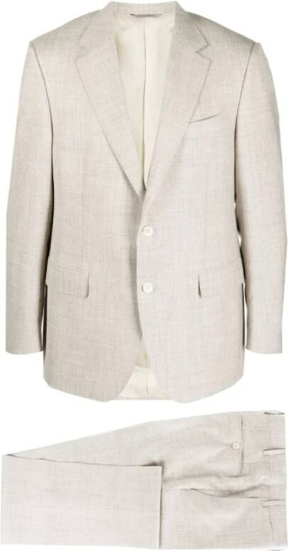 Canali Single Breasted Suits Beige Heren