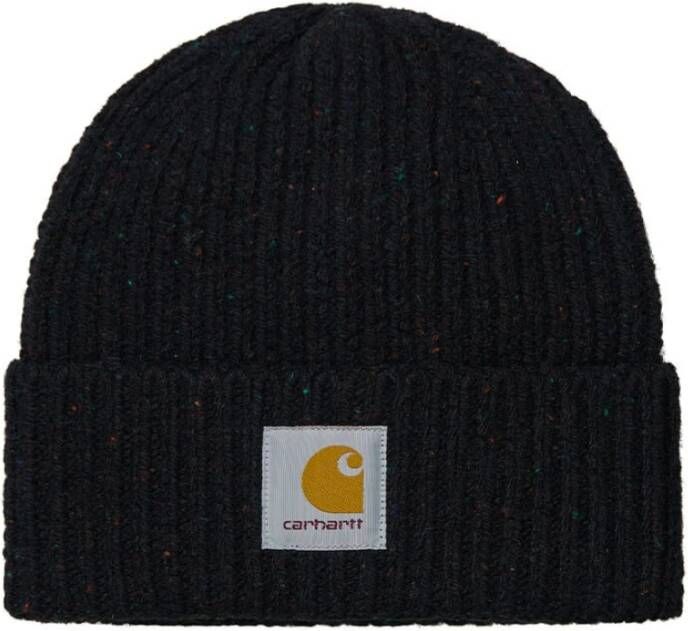 Carhartt WIP Gestippelde zwarte wollen muts Black Heren