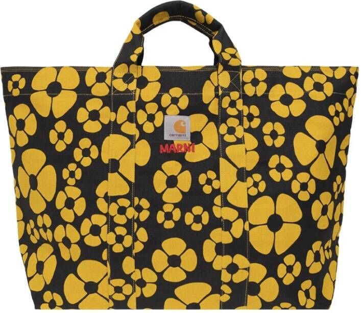 Marni x Carhartt shopper met bloe print Geel