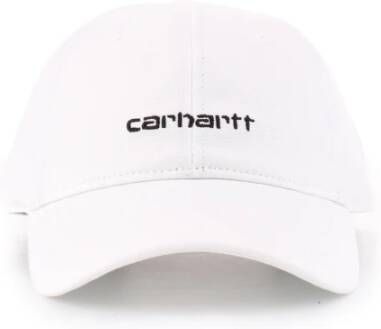 Carhartt WIP Canvas Script Cap Hoge kwaliteit en stijlvol White Unisex