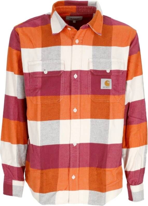 Carhartt WIP Heren Lyman Check Overhemd met Lange Mouwen Oranje Heren