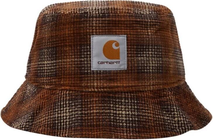 Carhartt WIP Geruite Cord Bucket Hat Bruin Brown Heren