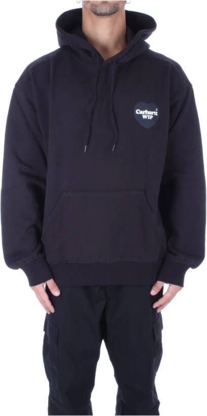 Carhartt WIP Zwart & Wit Hoodie met Hart Design Zwart