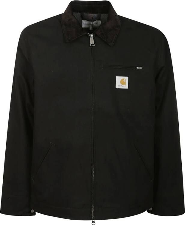 Carhartt WIP Zwarte Jassen met Voorlogo Rits Black Heren