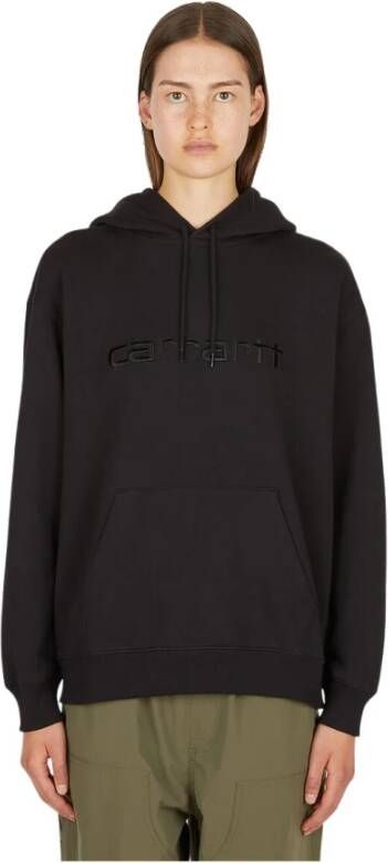 Carhartt WIP Logo Embroidery Hooded Sweatshirt Zwart Dames