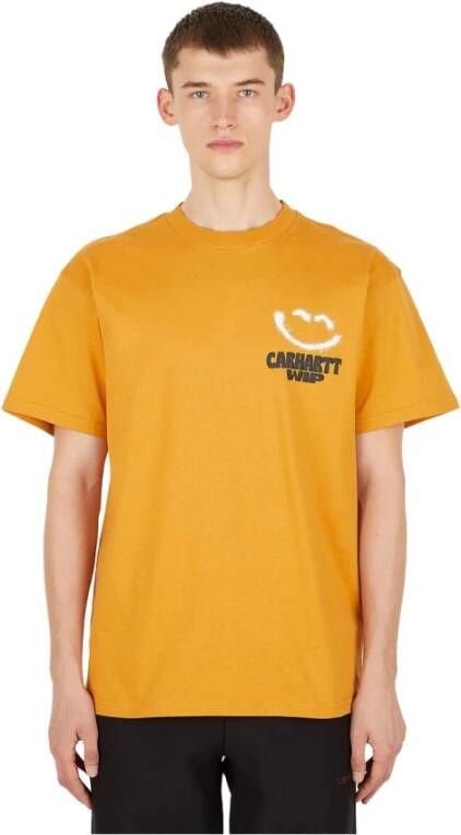 Carhartt WIP Logo Print T-Shirt Oranje Heren