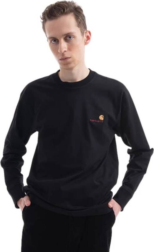 Carhartt WIP Men; T-shirt American Script Longsleeve T-shirt i029955 Black S Zwart Heren