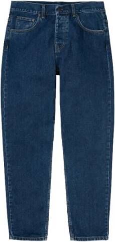 Carhartt WIP Donkerblauwe Newel Jeans met Contrasterende Stiksels Blue Heren