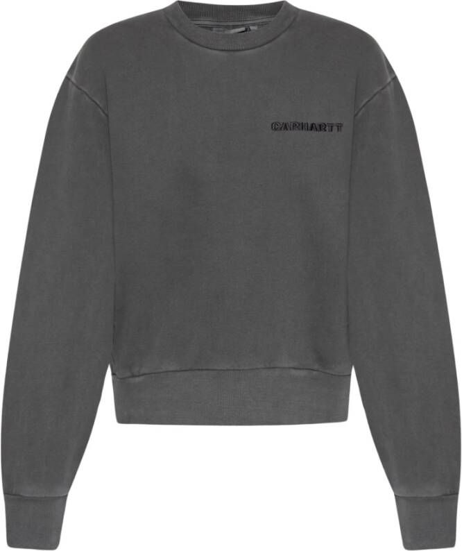 Carhartt WIP Zwart Garment Dyed Crew Sweatshirt Gray Dames