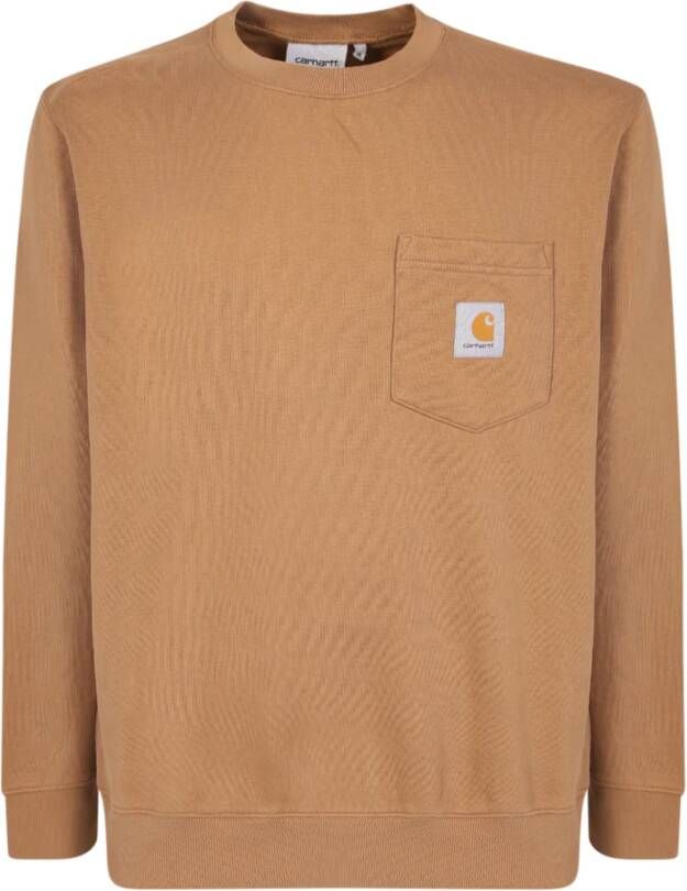 Carhartt WIP Sweatshirt with patch pocket detail by Carhartt. Minimal but functional design an ideal must have for an everyday look Beige Heren