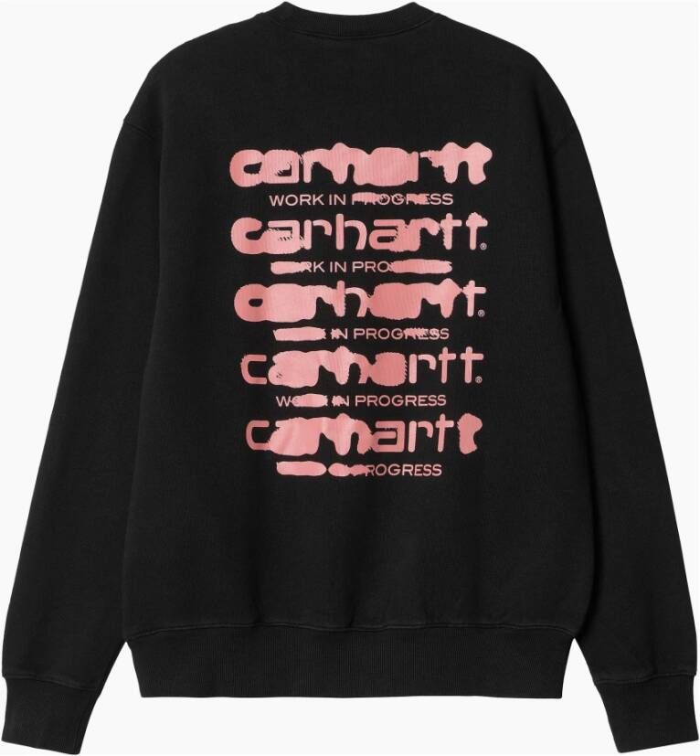 Carhartt WIP Ink Bleed Zwart Roze Stonewashed Sweatshirt Black Heren