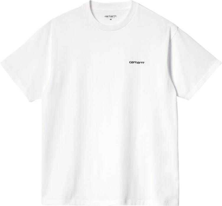 Carhartt WIP Script Borduurwerk T-shirt in Wit Zwart White Heren