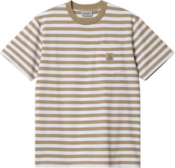 Carhartt WIP Gestreept Zak T-shirt Ammoniet Wit Gray Heren