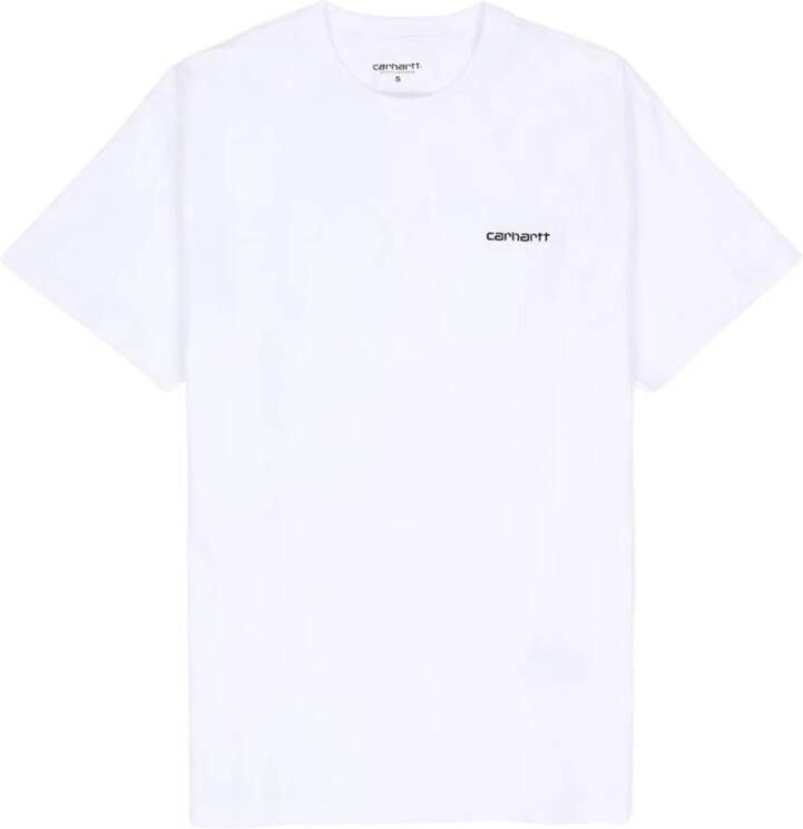 Carhartt WIP Script Borduurwerk T-shirt in Wit Zwart White Heren