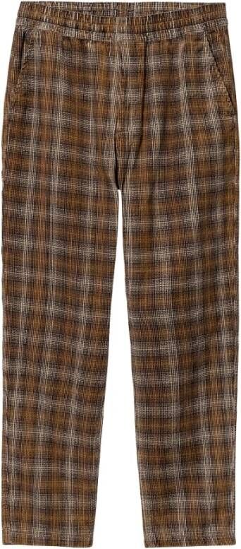 Carhartt WIP Geruite Fluweel Elastische Taille Broek Black Heren
