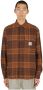Carhartt WIP Button-Down Flanellen Overhemd met Houndstooth Patroon Brown Heren - Thumbnail 1