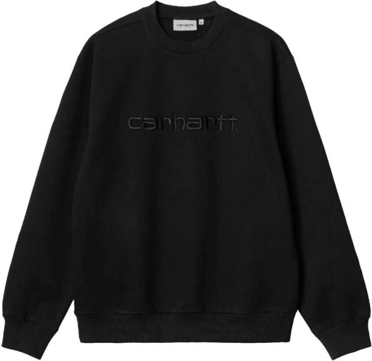 Carhartt WIP Logo Sweatshirts met Geribbelde Manchetten en Zoom Black Heren
