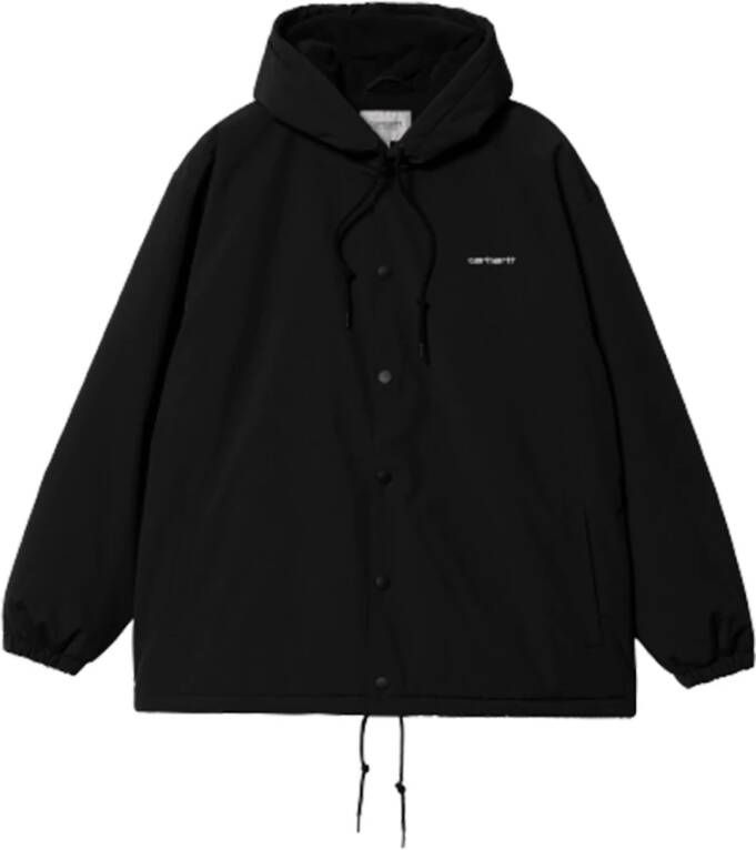 Carhartt WIP Hoodie Coach Jacket met Capuchon Black Heren