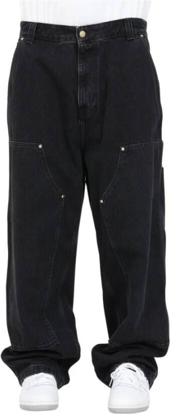 Carhartt WIP Zwarte Jeans met Versterkte Knieën en Gereedschapszakken Zwart Heren