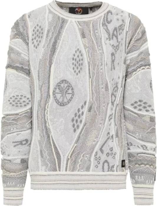 Carlo colucci Senior Grijze Witte Trui Stijlvol en Warm White Heren