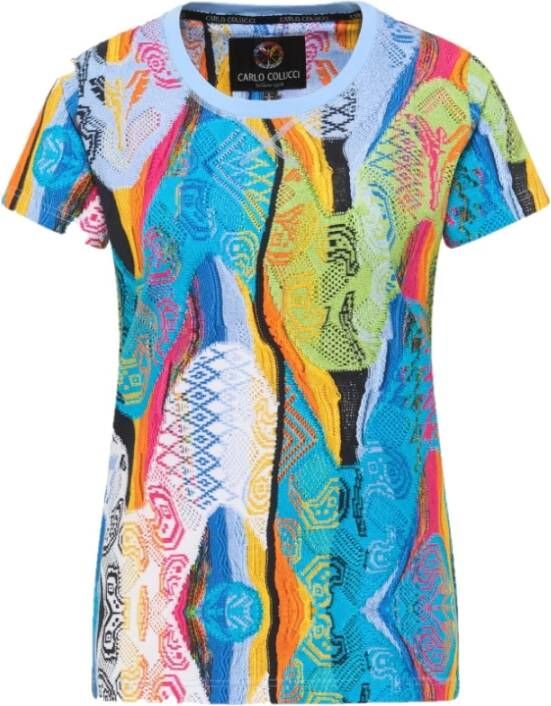 Carlo colucci C2344 All-over print T-shirt dames blauw Dames