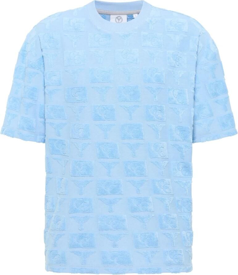 Carlo colucci Oversized T-shirt met Terry-inzetstukken Blue Heren - Foto 1