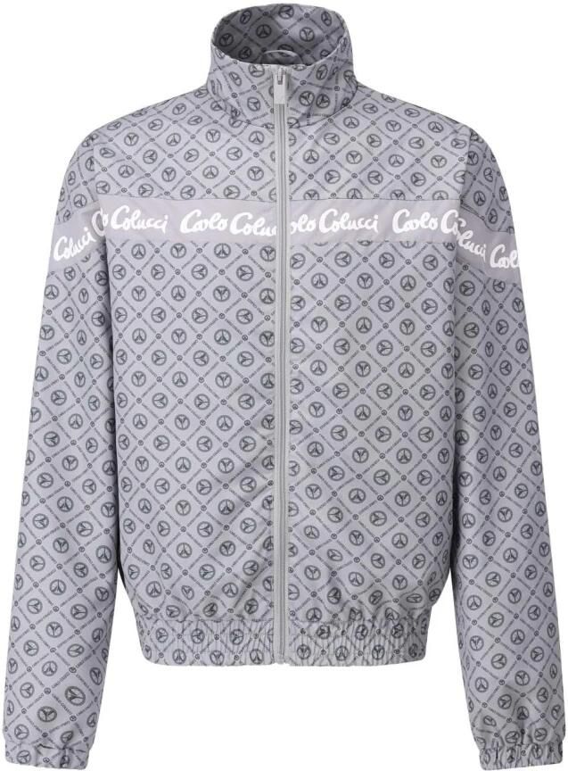 Carlo colucci Sportieve jas met Allover Logo Patroon Gray Heren