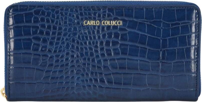 Carlo colucci Portemonnee in krokodilstijl met voldoende opbergruimte Blue Dames
