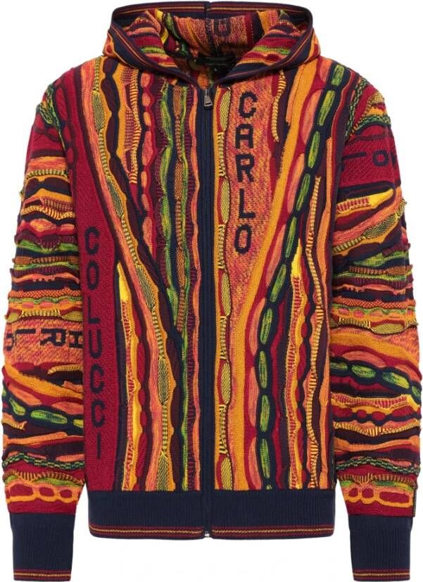 Carlo colucci Unieke Hooded Gebreide Cardigan Multicolor Heren
