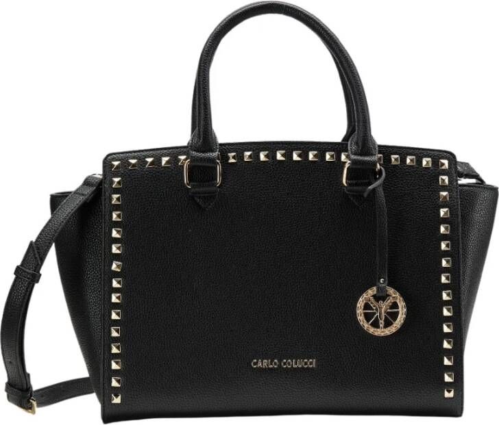 Carlo colucci Elegante tas met korte handgreep met klinknagels cesarin Zwart Dames