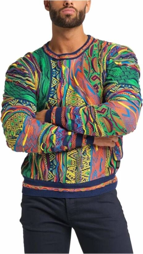 Carlo colucci Gebreide kleding voor mannen Moderne pasvorm Logo-decals Ribboorden Multicolor Heren