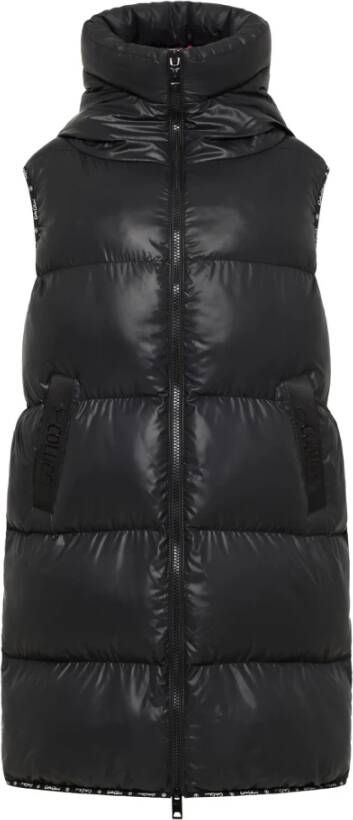 Carlo colucci Gewatteerd Lang Vest Decima Zwart Dames