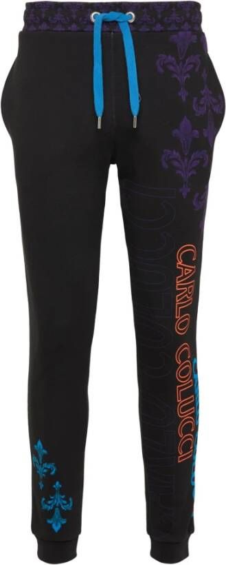 Carlo colucci Barok Sweatpants met Modern Design Black Heren