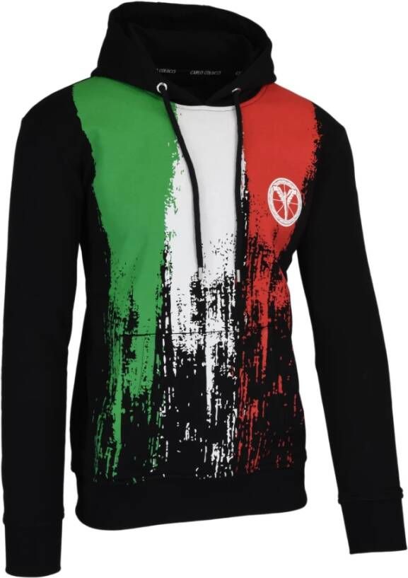 Carlo colucci Unieke Sweathoodie met opvallende print Black Heren