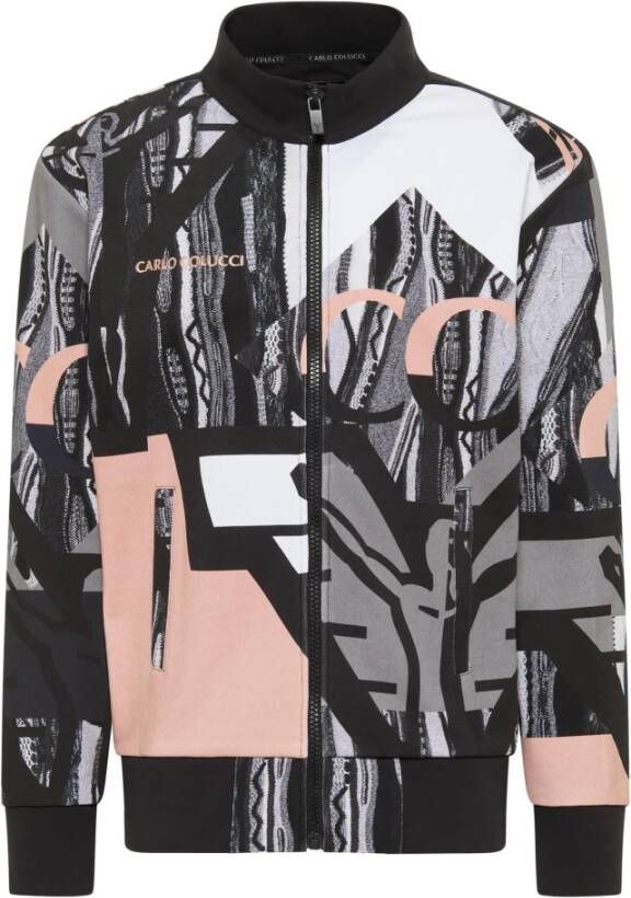 Carlo colucci Unieke Patchwork Sweatjacke Black Heren