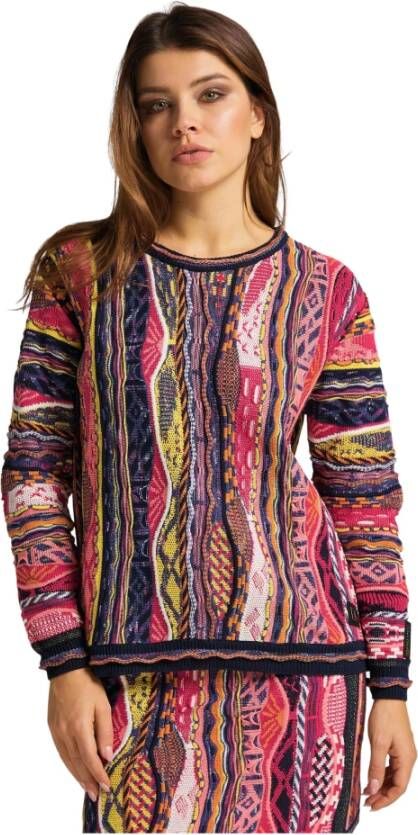 Carlo colucci Unieke Gebreide Trui met Ronde Hals Multicolor Dames