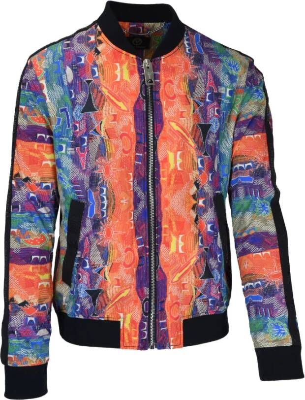 Carlo colucci Kleurrijke Blouson Jas Blauw-Multicolor Celli Multicolor Heren