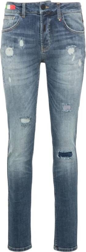 Carlo colucci Vernietigde jeans met zijpiping Cecco Blue Heren