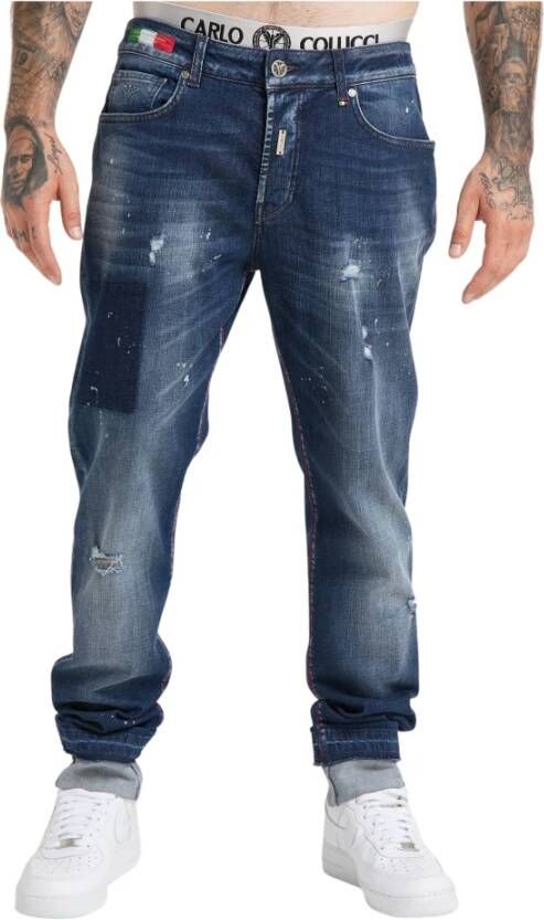 Carlo colucci Vernietigde jeans in used-look Cavicchioli Blue Heren