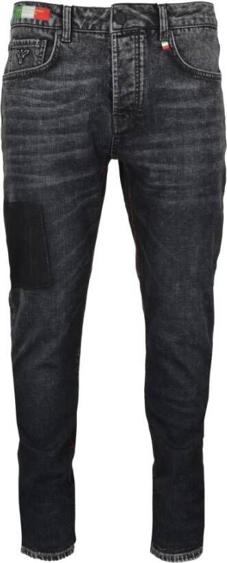 Carlo colucci Destroyed Slim-Fit Jeans met Omslagzoom Black Heren