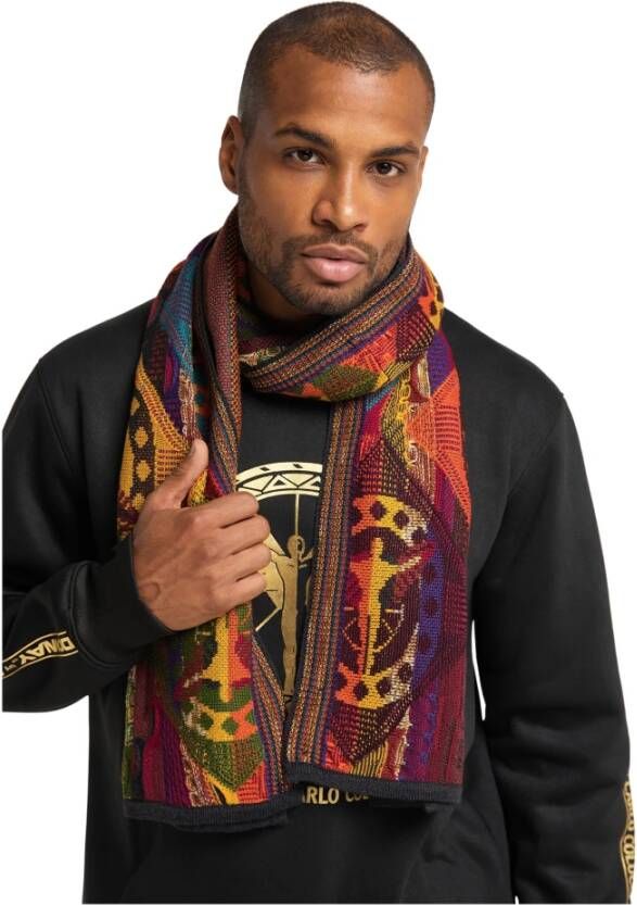 Carlo colucci Kleurrijke breien sjaal antraciet-gekleurde carrossa Grijs Heren