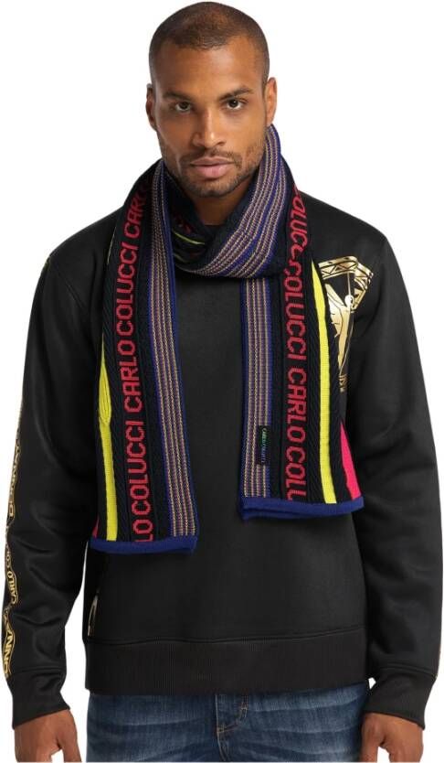 Carlo colucci Kleurrijke breien sjaal kararrillo Blauw Heren