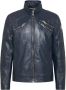 Carlo colucci Joker Bikerstijl Leren Jas Blue Heren - Thumbnail 1