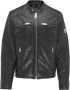 Carlo colucci Heren Biker Leren Jas met Kleurrijke Logoprint Centofanti Gray Heren - Thumbnail 1
